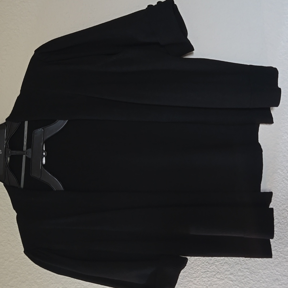 Black Open Front Knit Cardigan